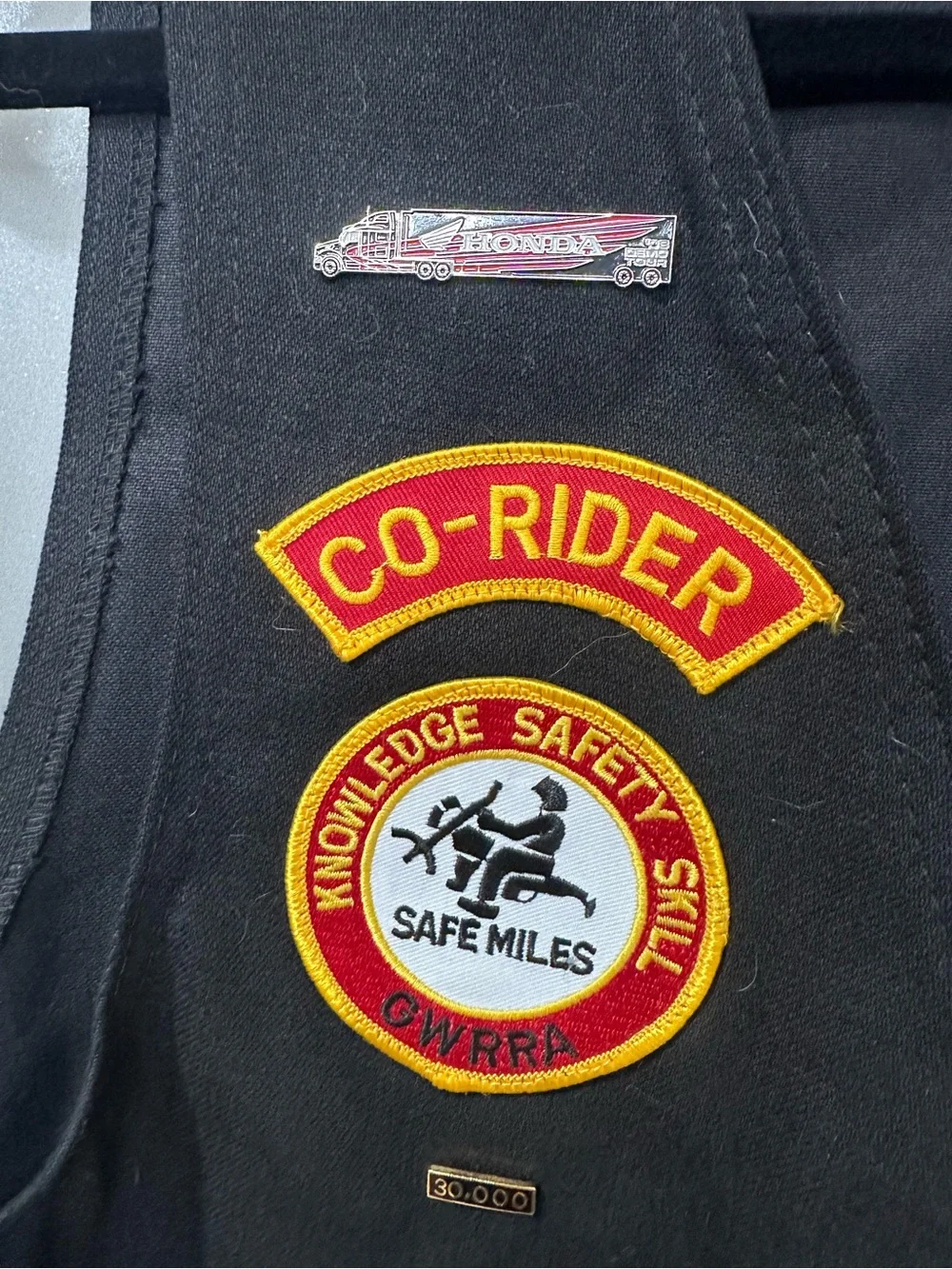 Vintage Dreamers Fashion Motorcycle Vest Black GWRRA Gold Wing Honda Patches